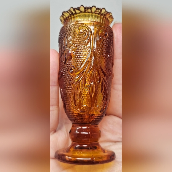 Vintage Indiana Glass Tiara Sandwich Pattern Mini Bud Vase Toothpick Holder 4" - Picture 2 of 9